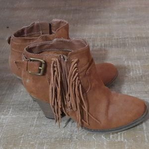 Brown Tassled Ankle Boots